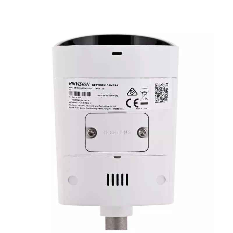 Kamera bezpieczeństwa Hikvision Pro Series z AcuSense DS-2CD2046G2H-I2U/SL(2.8MM) typu bullet IP do zastosowań zewnętrznych, rozdzielczość 2688 x 1520 pikseli, montaż sufitowy/ścienny