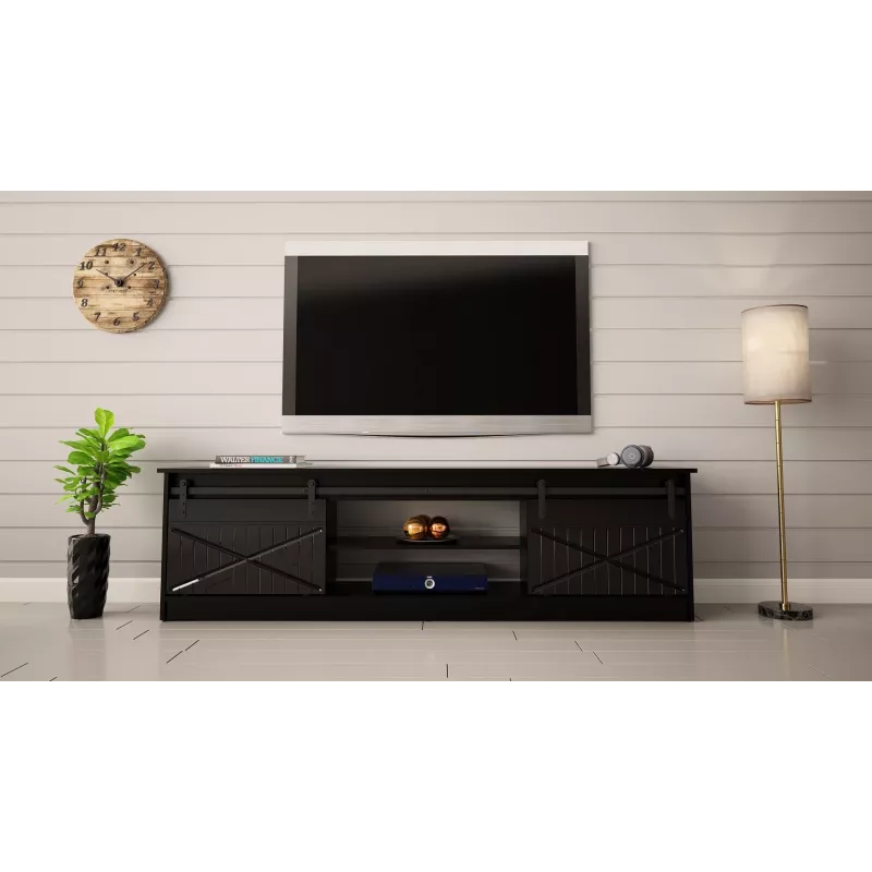 RTV GRANERO 200x56.7x35 czarny/czarny połysk Szafka
