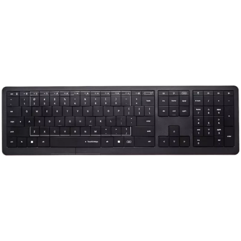 Bezprzewodowa klawiatura CLEVETURA CLVX 1 Touch-On-Keys AI, układ ANSI US Windows, przełączniki nożycowe, aluminiowa obudowa, interaktywne RGB