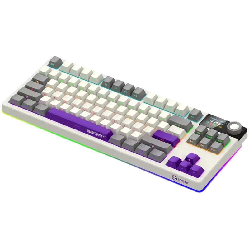 LORGAR KBP70TKLW, Bezprzewodowa mechaniczna klawiatura gamingowa TKL Pro, Beżowa, układ EN