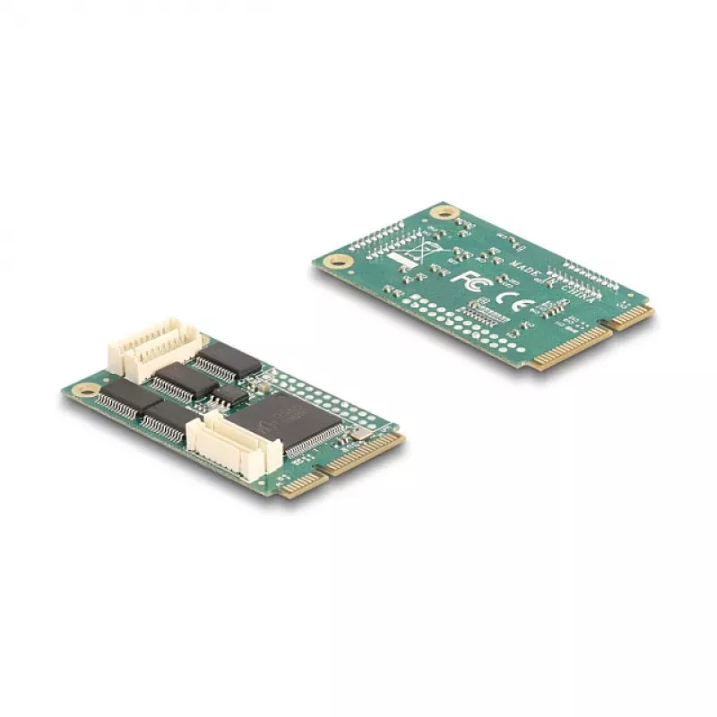 Wewnętrzna karta interfejsu RS-232 DELOCK 95278 — Mini PCI Express host, 4× wyjścia RS-232, FIFO 256 B, 30×51×10 mm