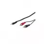 Wentronic Goobay Kabel adapter 3,5 mm jack/RCA HQ, czarny, 5 m - wtyk jack 3,5 mm (3-pin, stereo) > 2x wtyk RCA (audio lewy/prawy) (51651)