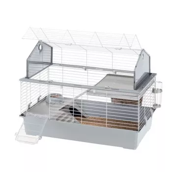 Klatka Ferplast Barn 100 dla królików i świnek morskich, metal/tworzywo, 960×570×730 mm, taupe/biały