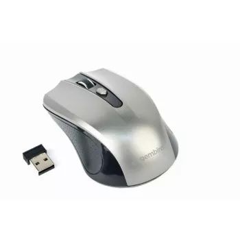 Mysz bezprzewodowa GEMBIRD MUSW-4B-04-BG — praworęczna, optyczna 1600 DPI, 4 przyciski, RF Wireless, czarno-szara