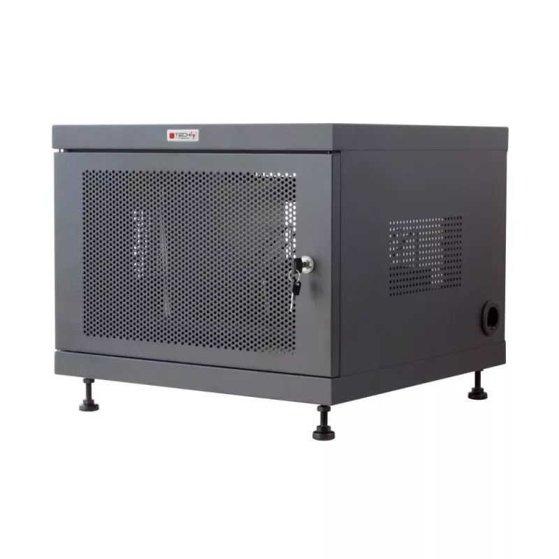 Półka rack TECHLY 367652 organizer kabli z mocowaniem samoprzylepnym 3M, stal, 550×550×410 mm, czarny