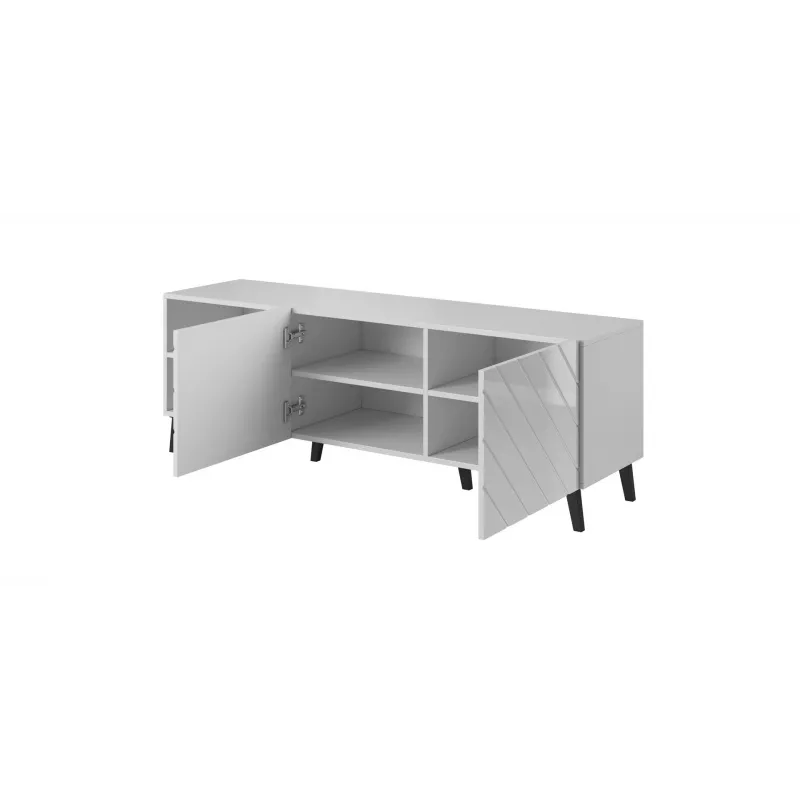 szafka RTV ABETO 150x42x52 biały/biały połysk