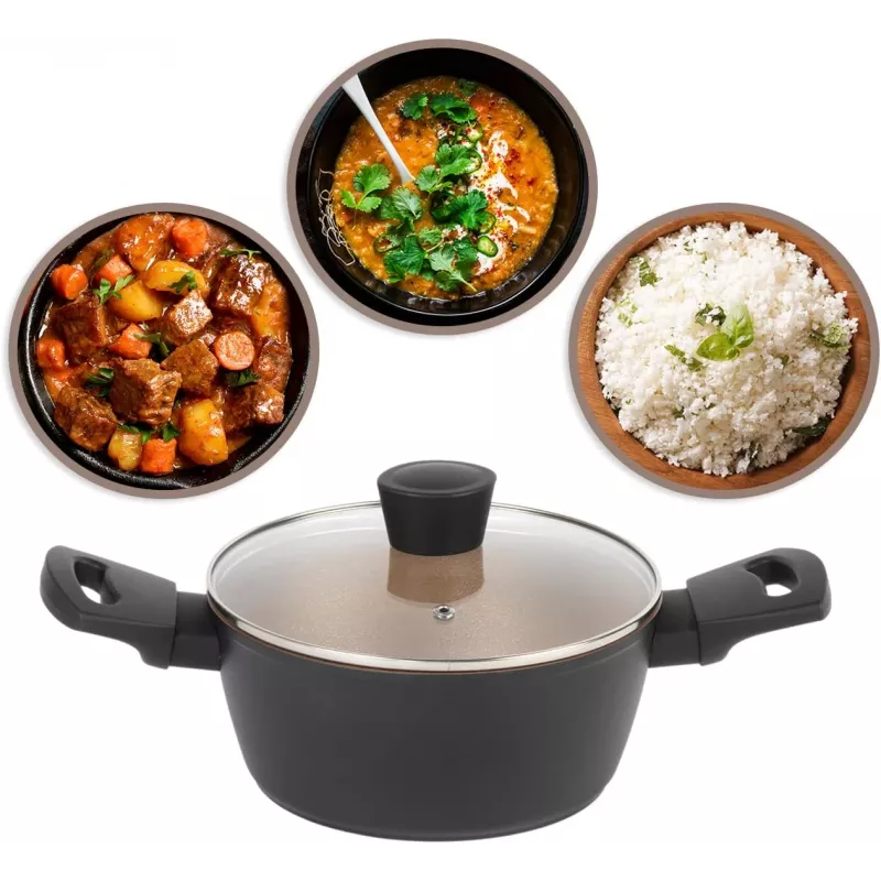 Garnek Russell Hobbs RH01669BEU7 20 cm, czarny, wnętrze ze stali nierdzewnej