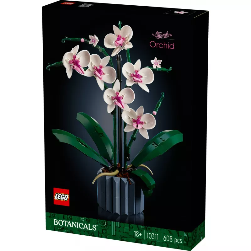 LEGO 10311 Icons Orchidea Sztuczna Roślina Zestaw do Budowania z Kwiatami Dodatek do Wystroju Wnętrz dla Dorosłych Kolekcja Botaniczna Prezent dla Żony lub Męża