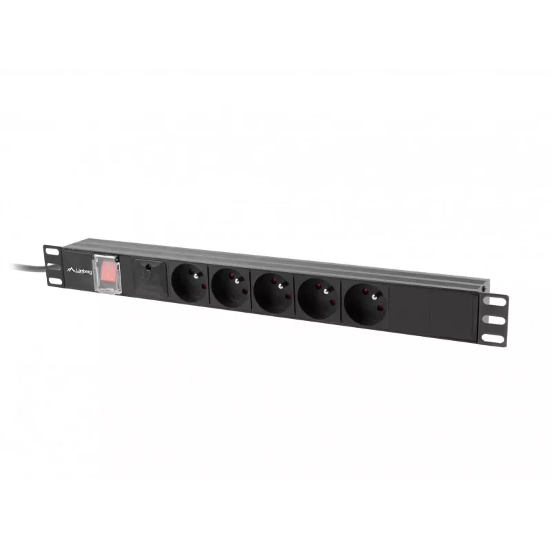 Lanberg PDU-05E-0200-IEC-BK jednostka dystrybucji zasilania (PDU) 5 gniazd AC 1U Czarny