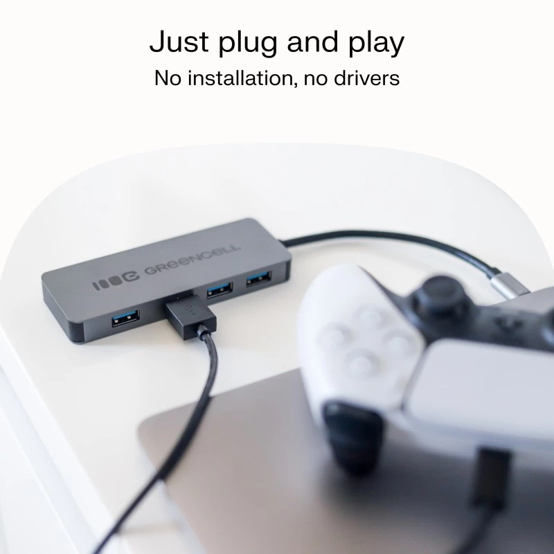 Hub USB zielony Cell HUB-GC-C4A — 4-portowy hub USB-C 3.0
