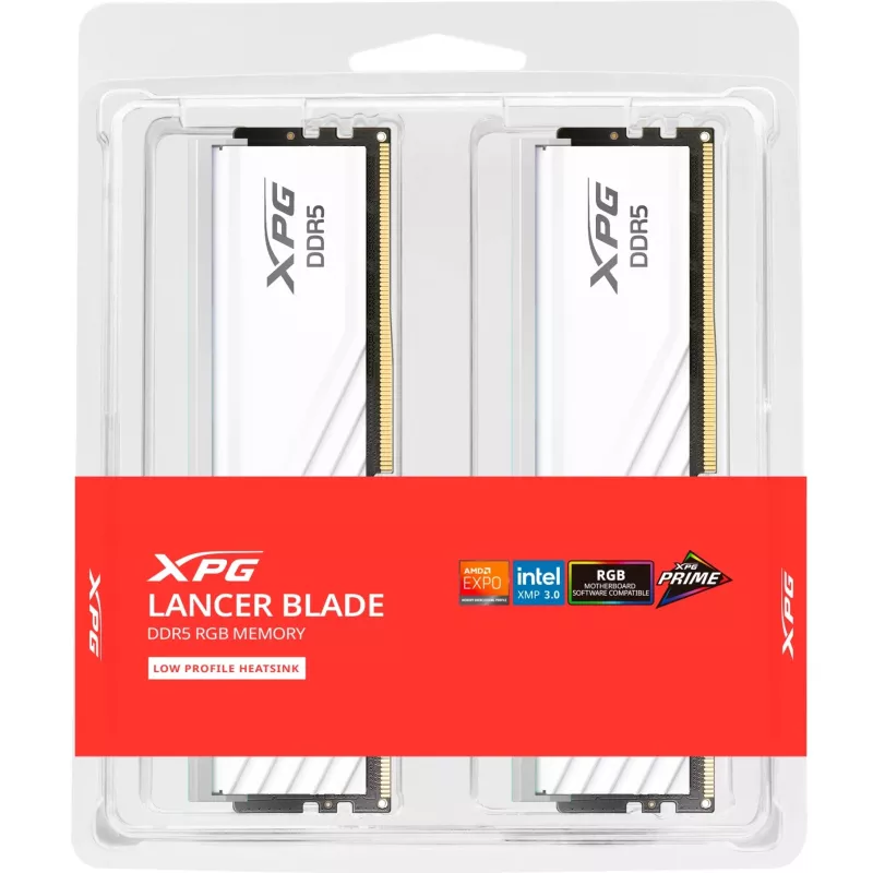 ADATA DIMM 16 GB DDR5-5600 (2x 8 GB) Dual-Kit (Biały, AX5U5600C468G-DTLABRWH, XPG Lancer Blade RGB, INTEL XMP, AMD EXPO) - 16 GB - DDR5
