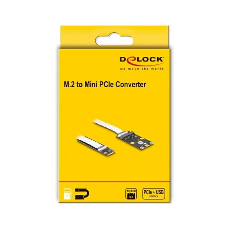 DeLOCK Converter M.2 Key B+M male to Mini PCIe Slot flexible kabel
