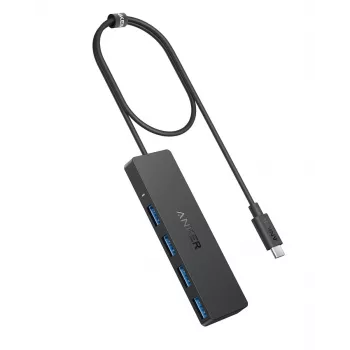 USB hub Anker Ultra cienki A8309G11 — USB Type-C host, 3× USB 3.2 Gen 1 Type-A, kompaktowy 103×30×10 mm, czarny