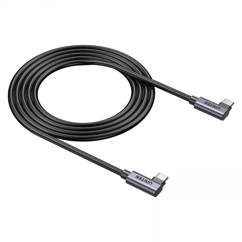 Kabel USB‑C Unitek C14147ABK01 90°–90° PD 100W 0,5 m, kątowy na kątowy, czarny