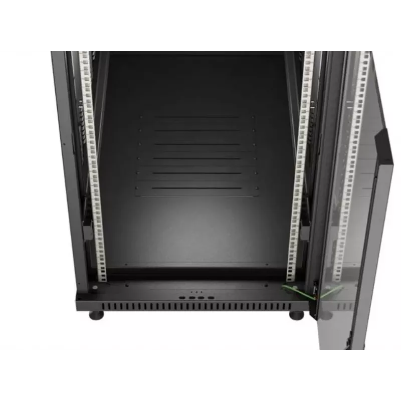 Szafa rack LANBERG FF01-6222-12B 22U 600x1200 mm czarna z przeszklonymi drzwiami przednimi i tylnymi
