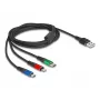 Kabel ładujący DeLOCK 3 w 1 Typ-A na Lightning, Micro USB, USB Typ-C, 30 cm