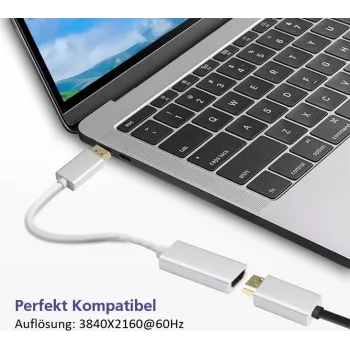 adapter kablowy DisplayPort do HDMI Helos 4K Srebrny — DisplayPort (męski) do HDMI (żeński)