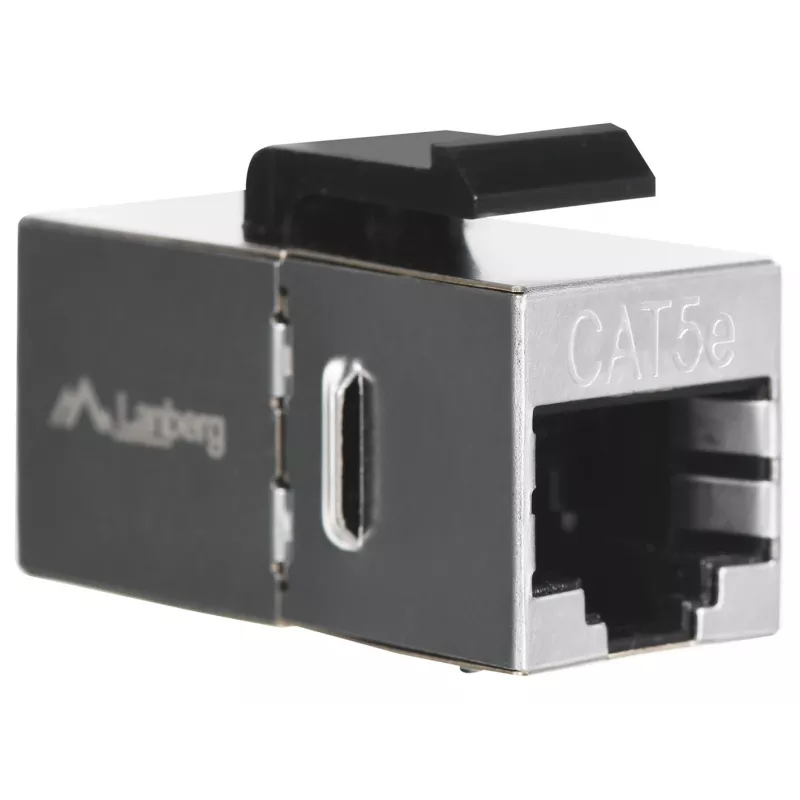 Moduł Keystone LANBERG KSF5-3000 — kabel płaski Cat5e F/UTP, gniazdo RJ-45, czarny