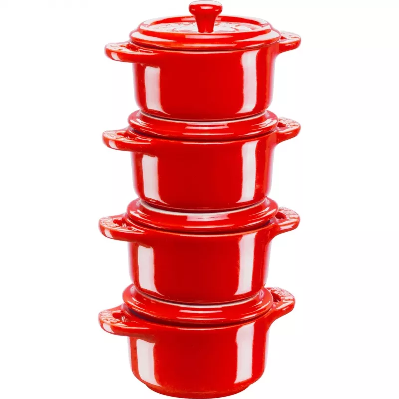 Staub Mini Cocotte okrągła, 4 szt. – 200 ml, Czerwony