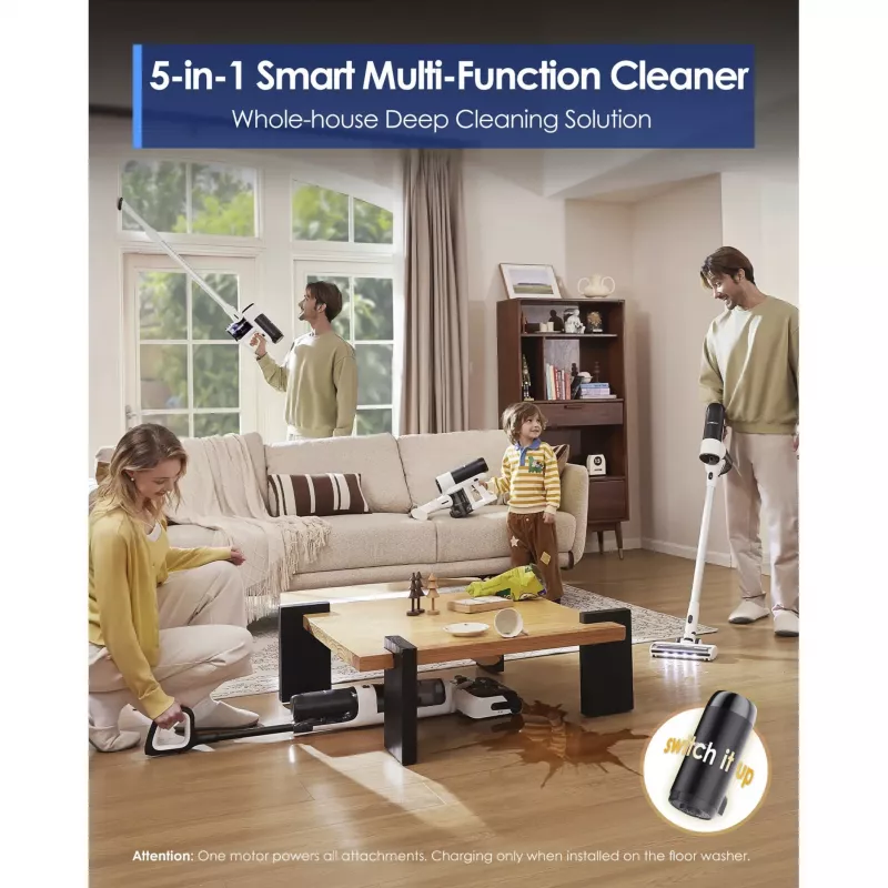 Środek do czyszczenia podłóg Tineco Floor One Switch S6 Stretch Plus biały — bezprzewodowy mop z funkcją odkurzania do twardych podłóg