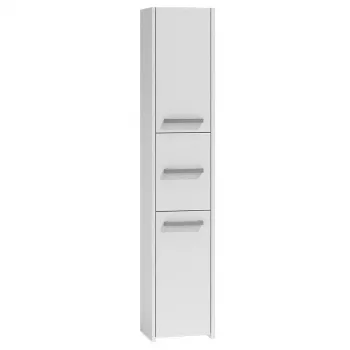 Szafka łazienkowa stojąca top e shop S33 BIEL — wolnostojąca, biała, 6 półek, 300×300×1700 mm