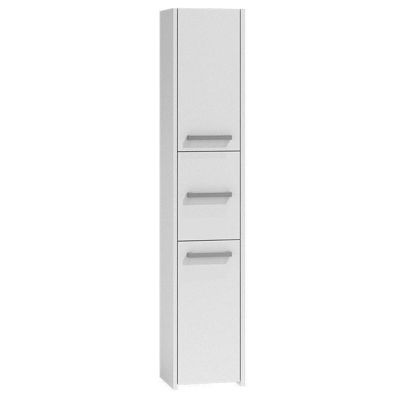 Szafka łazienkowa stojąca top e shop S33 BIEL — wolnostojąca, biała, 6 półek, 300×300×1700 mm