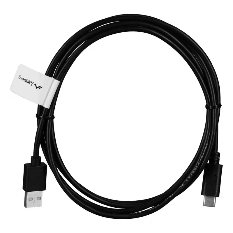 Kabel USB A na USB C LANBERG CA-USBO-20CU-0018-BK — USB 2.0, 1,8 m, czarny