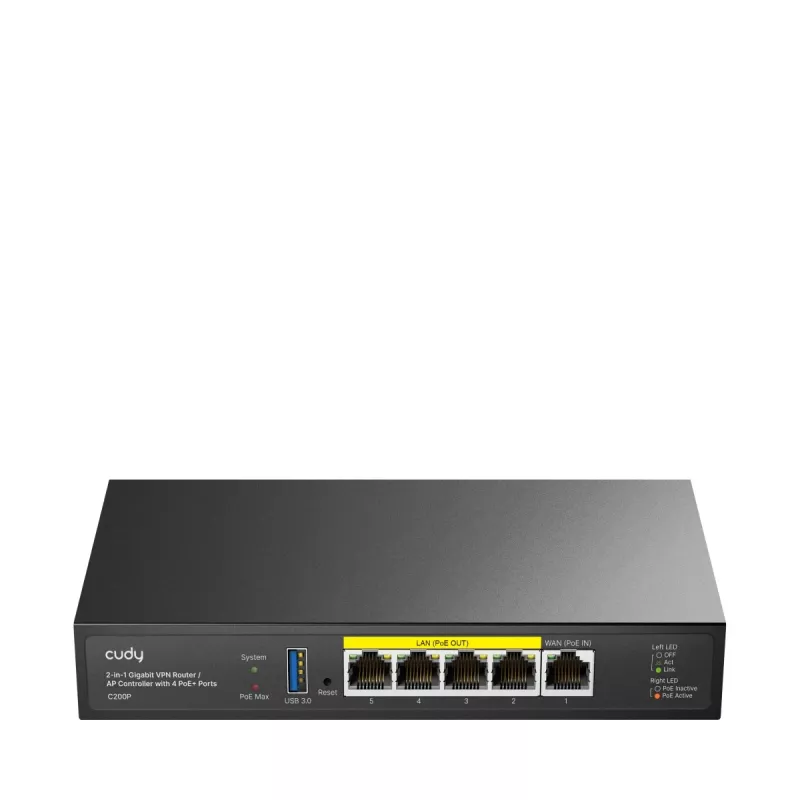Router bezprzewodowy Cudy C200P Dual Band 300 Mbps, Gigabit Ethernet, USB 3.0, obudowa metalowa