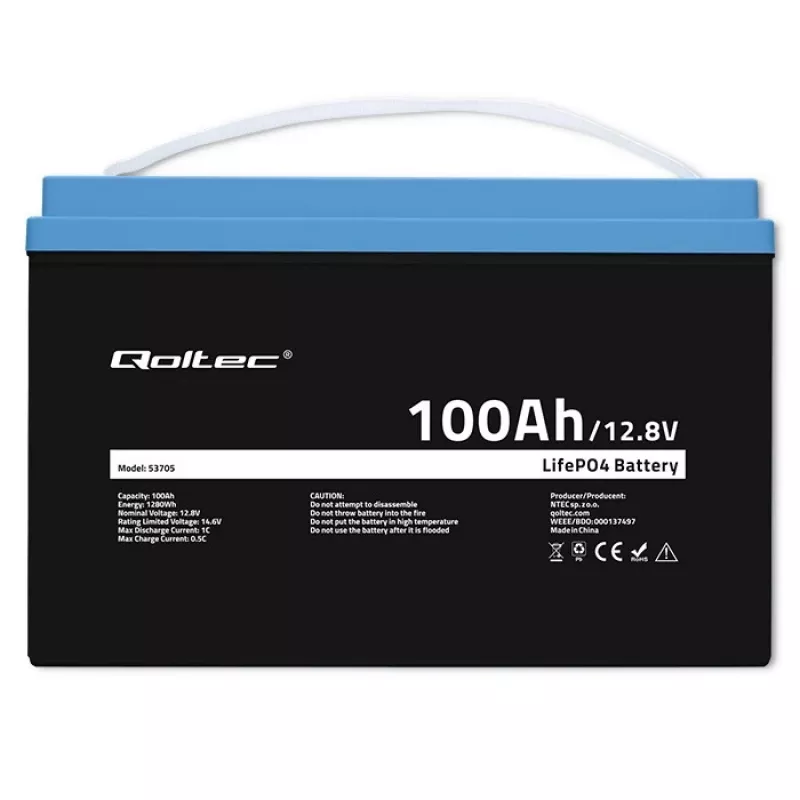 Qoltec 53705 Akumulator litowo-żelazowo-fosforanowy 100 Ah 12,8 V