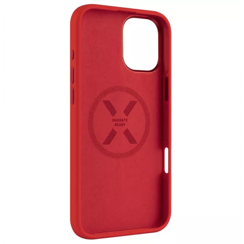 Tylna obudowa FIXED dla Apple iPhone 16 Plus — MagFlow płynny silikon, czerwony