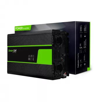 Przetwornica napięcia zielony Cell INV20, DC 24 V na AC 230 V, 4000 W, 50 Hz, prąd wejściowy 40 A, do użytku wewnętrznego, czarna