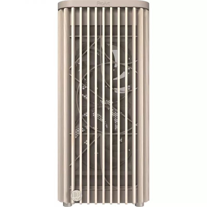 Obudowa PC ASUS PROART PA401 WOOD TG PWM BEŻOWA — ATX, 503×225×412 mm, 2×3,5 cala/2×2,5 cala, GPU do 315 mm