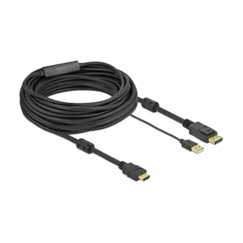 Adapter kabla wideo DeLOCK 85968 10 m HDMI Typ A DisplayPort USB Typ-A Czarny