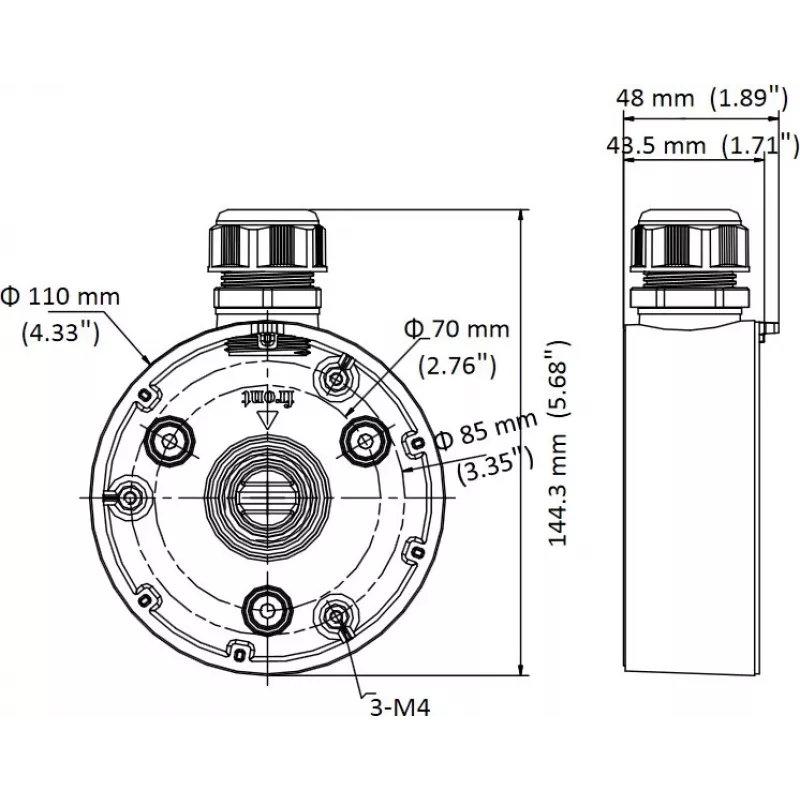 Puszka przyłączeniowa Hikvision DS-1280ZJ-TR13 Zewnętrzna Czarny Srebrny 1kg