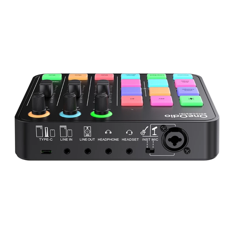 Mikser audio i karta dźwiękowa USB OneOdio Solocaster — kompaktowy interfejs biurkowy do streamingu i nagrywania