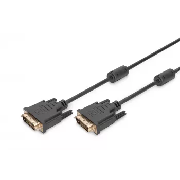 DIGITUS - Kabel DVI - Dual Link - DVI-D (M) - DVI-D (M) - 5,0m - Formowany, Śruby radełkowane - Czarny (AK-320101-050-S)