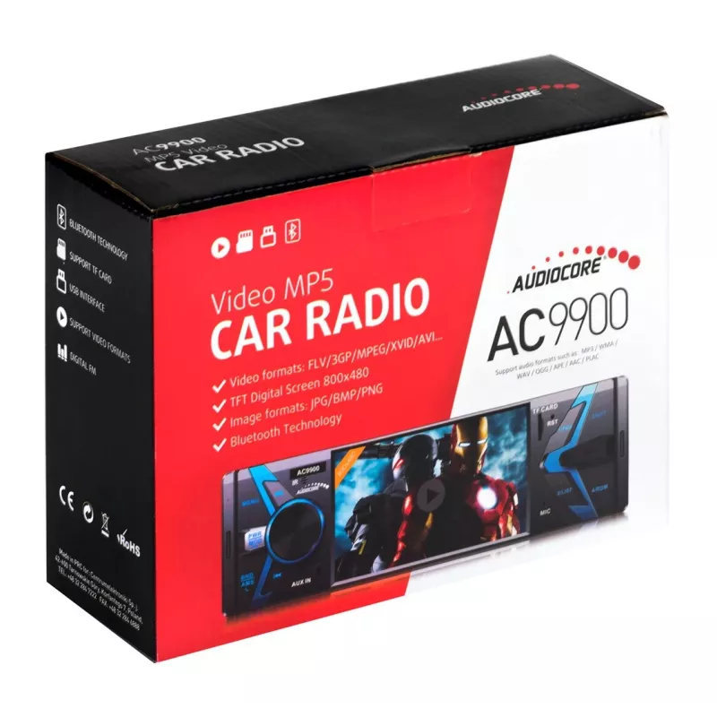 Audiocore AC9900 MP5 AVI DivX Bluetooth zestaw głośnomówiący + pilot