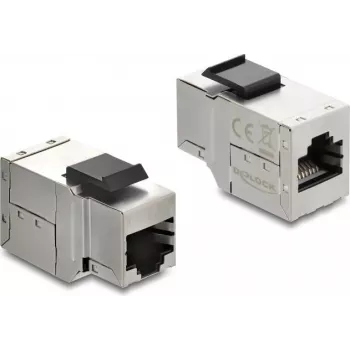 Moduł keystone DELOCK 90835, płaski RJ-45, srebrny/czarny, 16,2×35,9×19,6 mm
