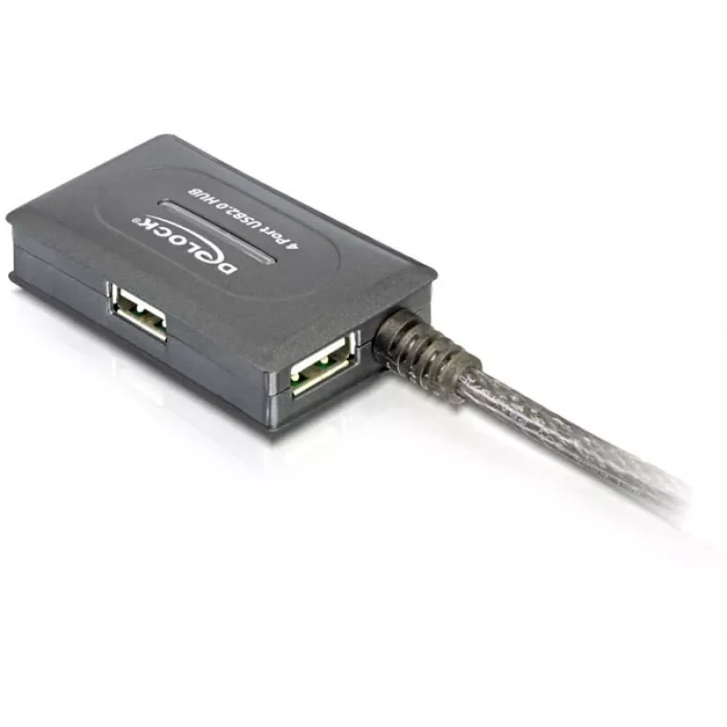 DeLock USB2.0 Extension Cable 10m active with 4 port Hub - Hub - 4 x USB2.0 (82748)