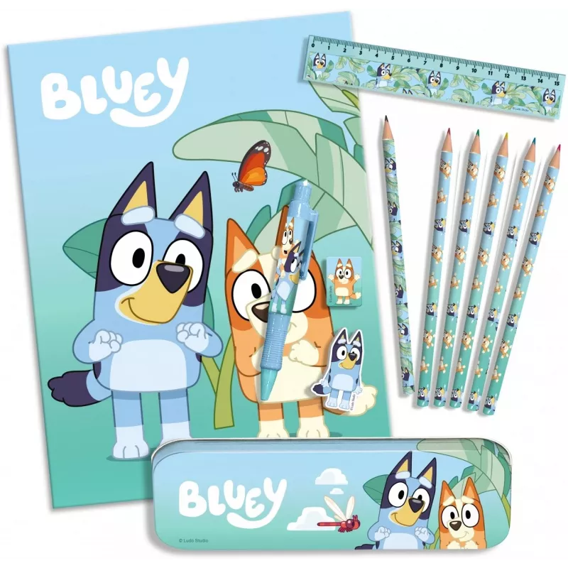 Zestaw artykułów piśmienniczych 12 sztuk Bluey