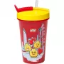 Kubek ze słomką Room Copenhagen LEGO Iconic Girl jaskrawoczerwony 500 ml (czerwony/żółty)