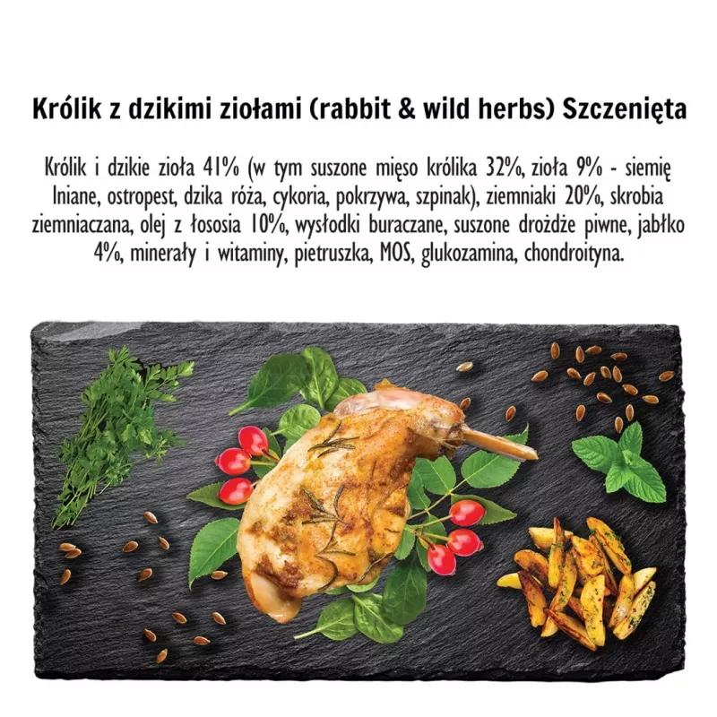 PAKA ZWIERZAKA Puppy Rabbit with wild herbs S - sucha karma dla psa - 9 kg