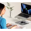 Stojak na laptopa Unitek D1109B01 — aluminiowy regulowany stojak z odłączanym modułem USB‑C HDMI 4K PD 100W, 2x USB‑A, RJ‑45, do 17 cali