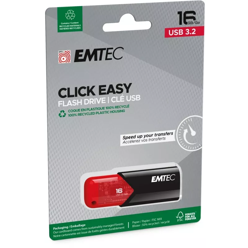 Pamięć USB Emtec 16 GB USB Typ-A 3.2 Gen 2 Czarny Czerwony