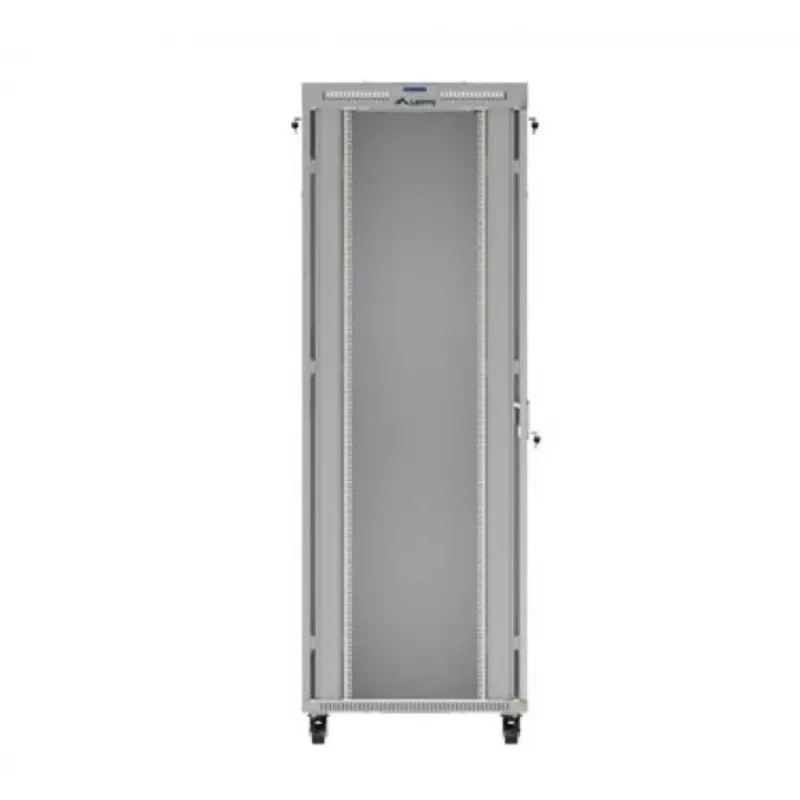 Szafa rack LANBERG FF01-8047-12SL 47U 800x1000 mm szara z przednimi i tylnymi drzwiami szklanymi oraz miejscem na panel LCD