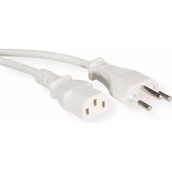VALUE Netzkabel T12 auf C13, weiss 1,8m (19.99.1223)