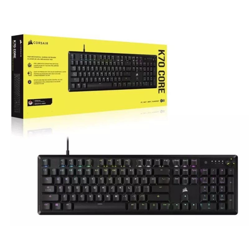 Klawiatura gamingowa Corsair K70 USB czarna mechaniczna pełnowymiarowa 104 klawisze
