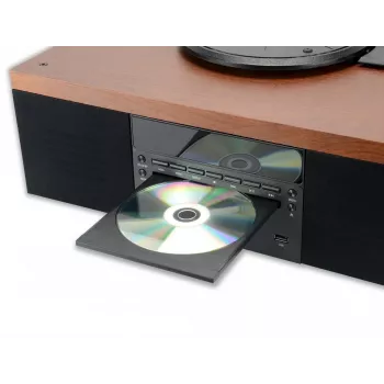 Gramofon AKAI ATT-14BT z Bluetooth, napędem paskowym, wbudowanym przedwzmacniaczem gramofonowym, wyjściem USB