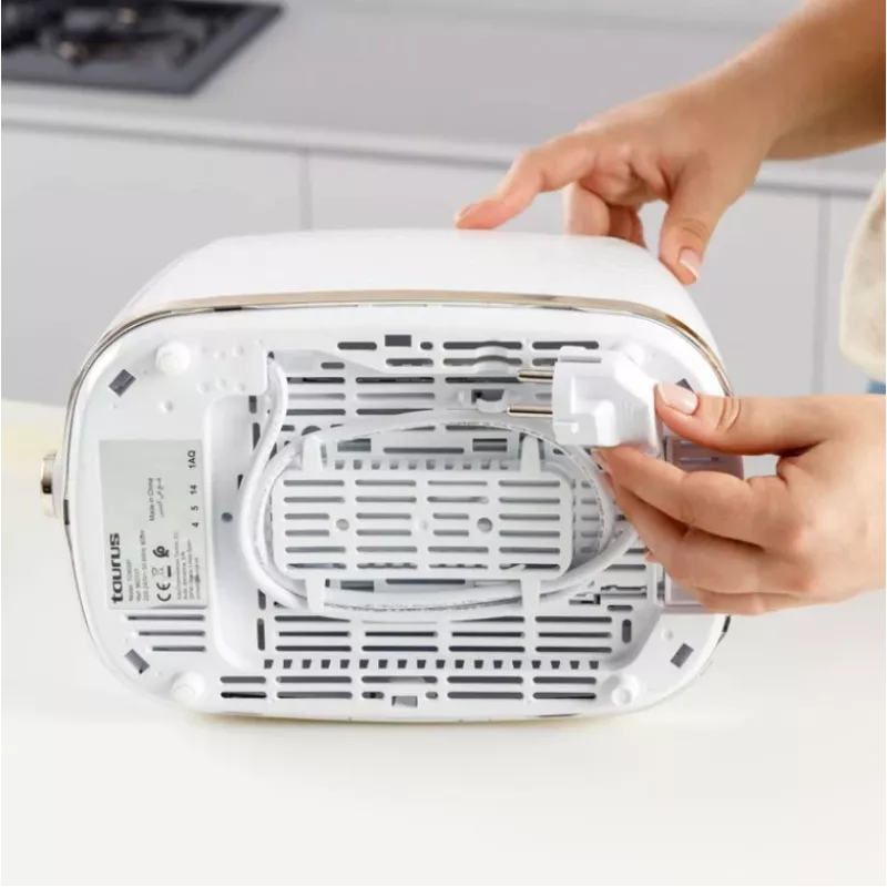 Toster Taurus TO800P 2-kromkowy 800 W Biały z przyciskami i pokrętłem