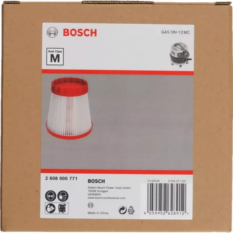 Filtr PTFE Bosch GAS 18V-12 MC Professional Class M do odsysania pyłów, model 2608000771